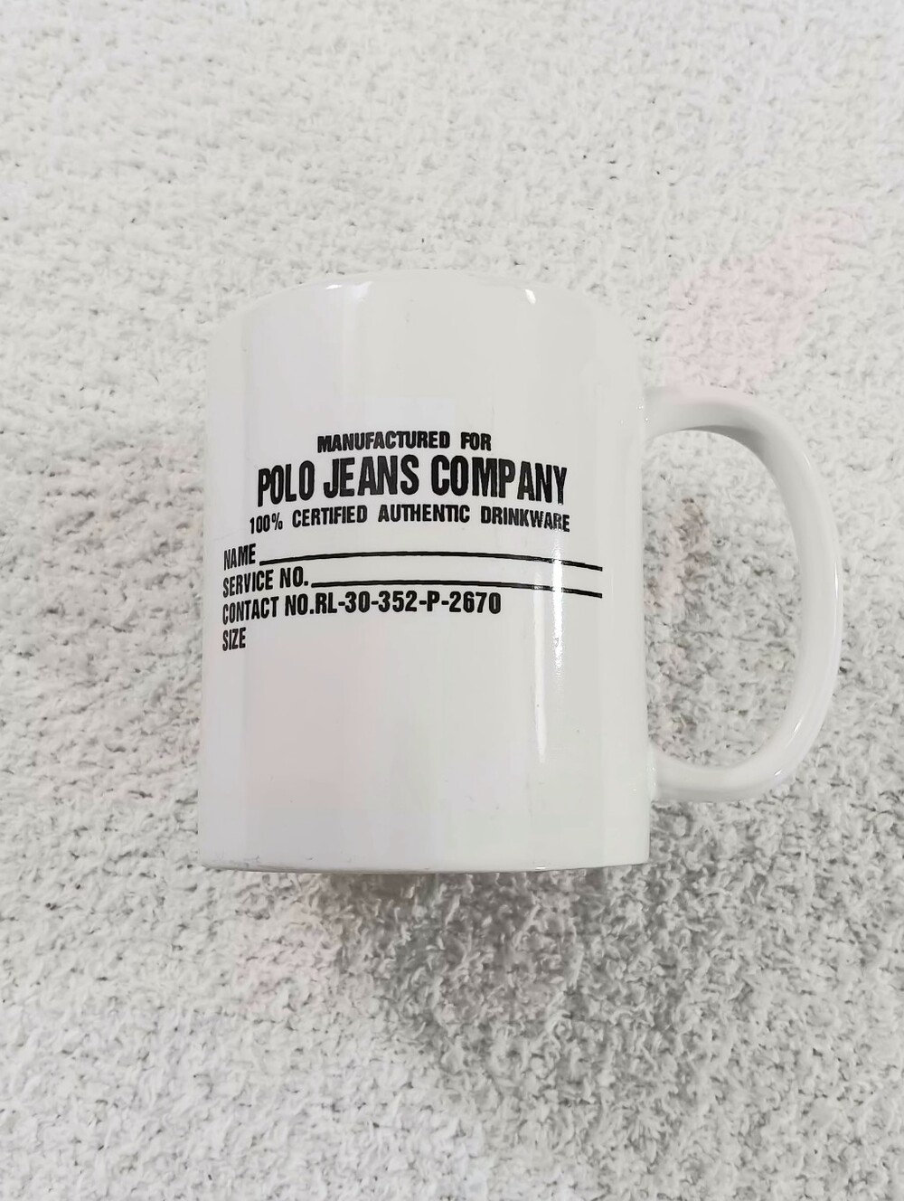 VTG Ralph Lauren Polo Jeans Co. White Ceramic Mug